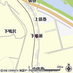 秋田県由利本荘市南福田下鳴瀬周辺の地図