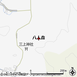 秋田県由利本荘市万願寺（八人森）周辺の地図