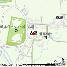 秋田県由利本荘市荒町古里周辺の地図