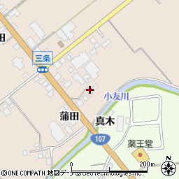 秋田県由利本荘市三条蒲田35-2周辺の地図