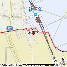秋田県横手市安本本田下周辺の地図