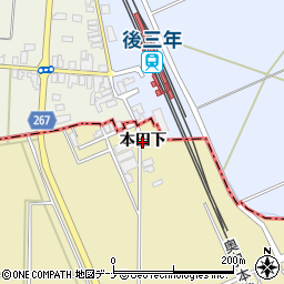 秋田県横手市安本（本田下）周辺の地図