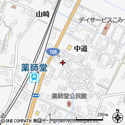秋田県由利本荘市薬師堂（中道）周辺の地図