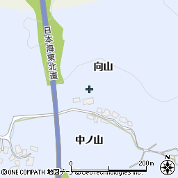 秋田県由利本荘市大中ノ沢（向山）周辺の地図