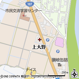 秋田県由利本荘市上大野周辺の地図
