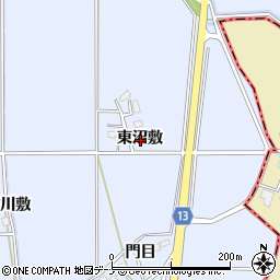 秋田県大仙市角間川町東沼敷周辺の地図