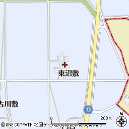 秋田県大仙市角間川町東沼敷52周辺の地図