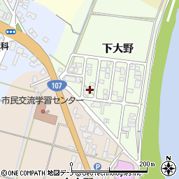 秋田県由利本荘市下大野周辺の地図