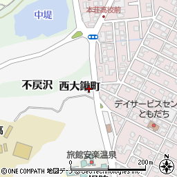 秋田県由利本荘市西大鍬町周辺の地図
