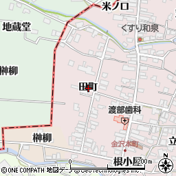 秋田県横手市金沢本町田町周辺の地図