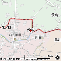 秋田県横手市金沢茨島周辺の地図