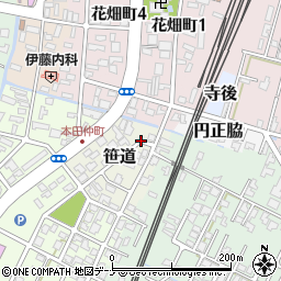 秋田県由利本荘市笹道周辺の地図
