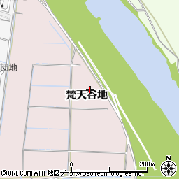 秋田県由利本荘市梵天谷地周辺の地図