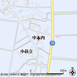 秋田県大仙市角間川町中木内周辺の地図