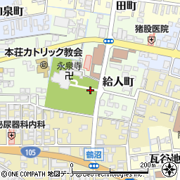 秋田県由利本荘市給人町周辺の地図
