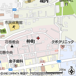 岩手県花巻市仲町周辺の地図