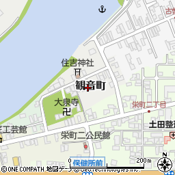 秋田県由利本荘市観音町周辺の地図