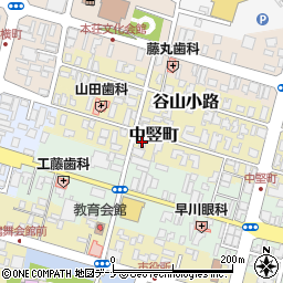 秋田県由利本荘市中竪町周辺の地図