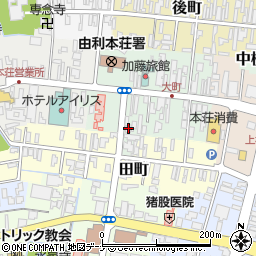 秋田県由利本荘市中町16周辺の地図