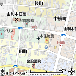 秋田県由利本荘市中町1周辺の地図