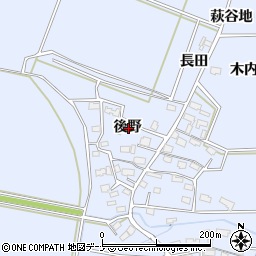 秋田県大仙市角間川町後野周辺の地図