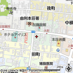 秋田県由利本荘市中町14周辺の地図