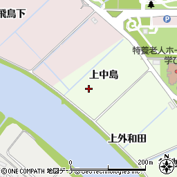 秋田県由利本荘市土谷上中島周辺の地図