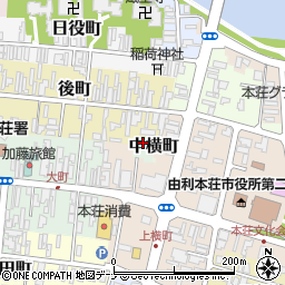 秋田県由利本荘市後町2周辺の地図