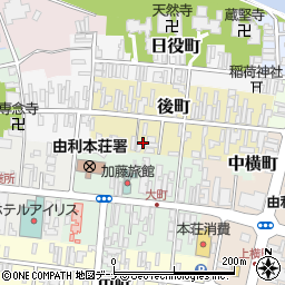 秋田県由利本荘市後町周辺の地図