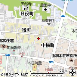 秋田県由利本荘市後町16周辺の地図
