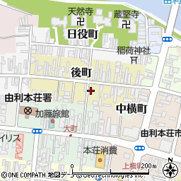 秋田県由利本荘市後町25周辺の地図