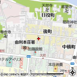 秋田県由利本荘市後町38周辺の地図