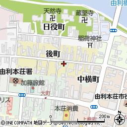 秋田県由利本荘市後町21周辺の地図