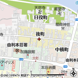 秋田県由利本荘市後町32周辺の地図