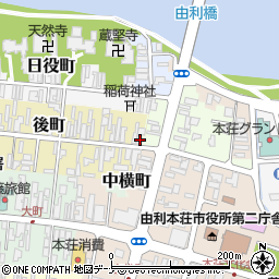 秋田県由利本荘市後町102周辺の地図