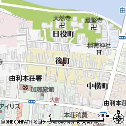 秋田県由利本荘市後町74周辺の地図