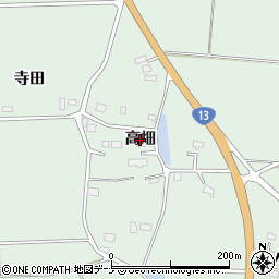 秋田県美郷町（仙北郡）金沢（高畑）周辺の地図