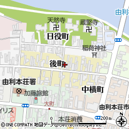 秋田県由利本荘市後町78-3周辺の地図