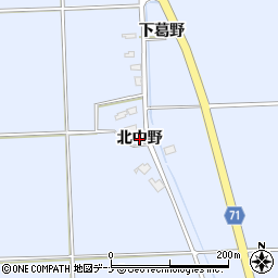 秋田県大仙市角間川町（北中野）周辺の地図