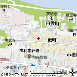 秋田県由利本荘市後町61周辺の地図