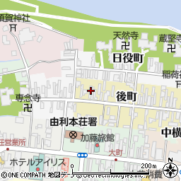 秋田県由利本荘市後町58周辺の地図