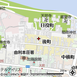 秋田県由利本荘市後町65周辺の地図