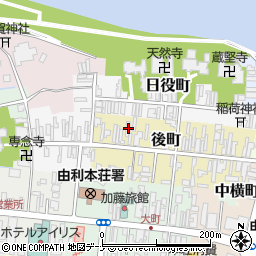 秋田県由利本荘市後町62周辺の地図