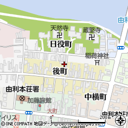 秋田県由利本荘市後町76周辺の地図