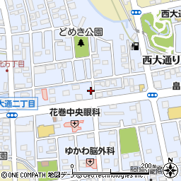 岩手県花巻市西大通り周辺の地図