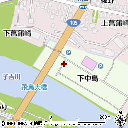 秋田県由利本荘市土谷下中島周辺の地図
