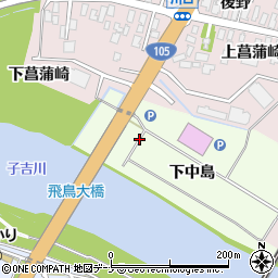 秋田県由利本荘市土谷（下中島）周辺の地図