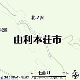 秋田県由利本荘市土谷（北ノ沢）周辺の地図