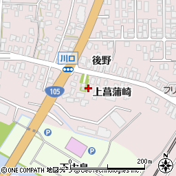 秋田県由利本荘市川口上菖蒲崎周辺の地図