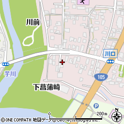 秋田県由利本荘市川口下菖蒲崎周辺の地図